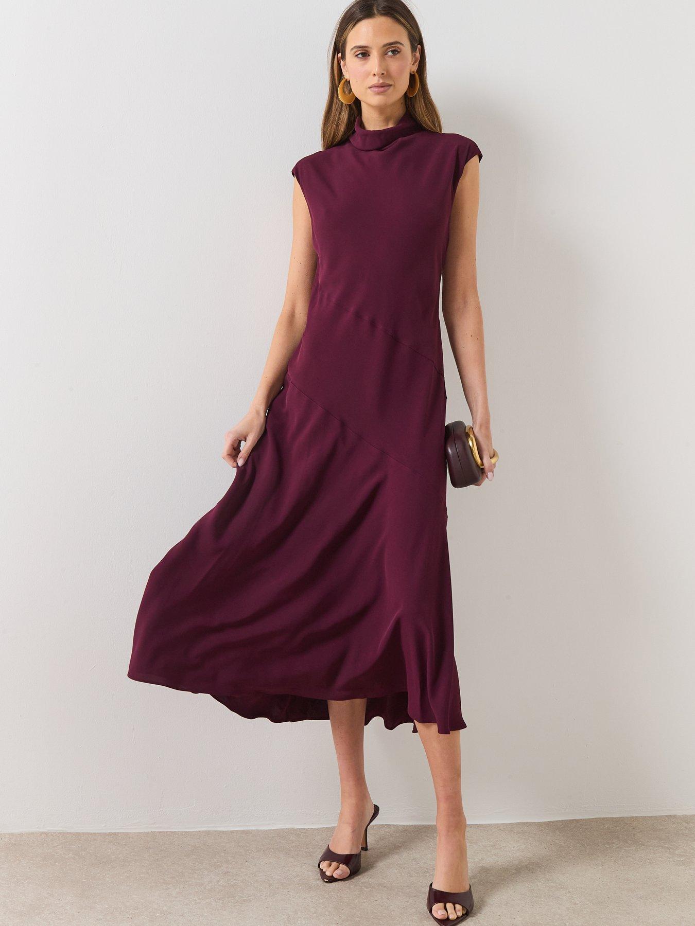 Image 6 of 6 of Mango Long Dress With Draped Neck - Red