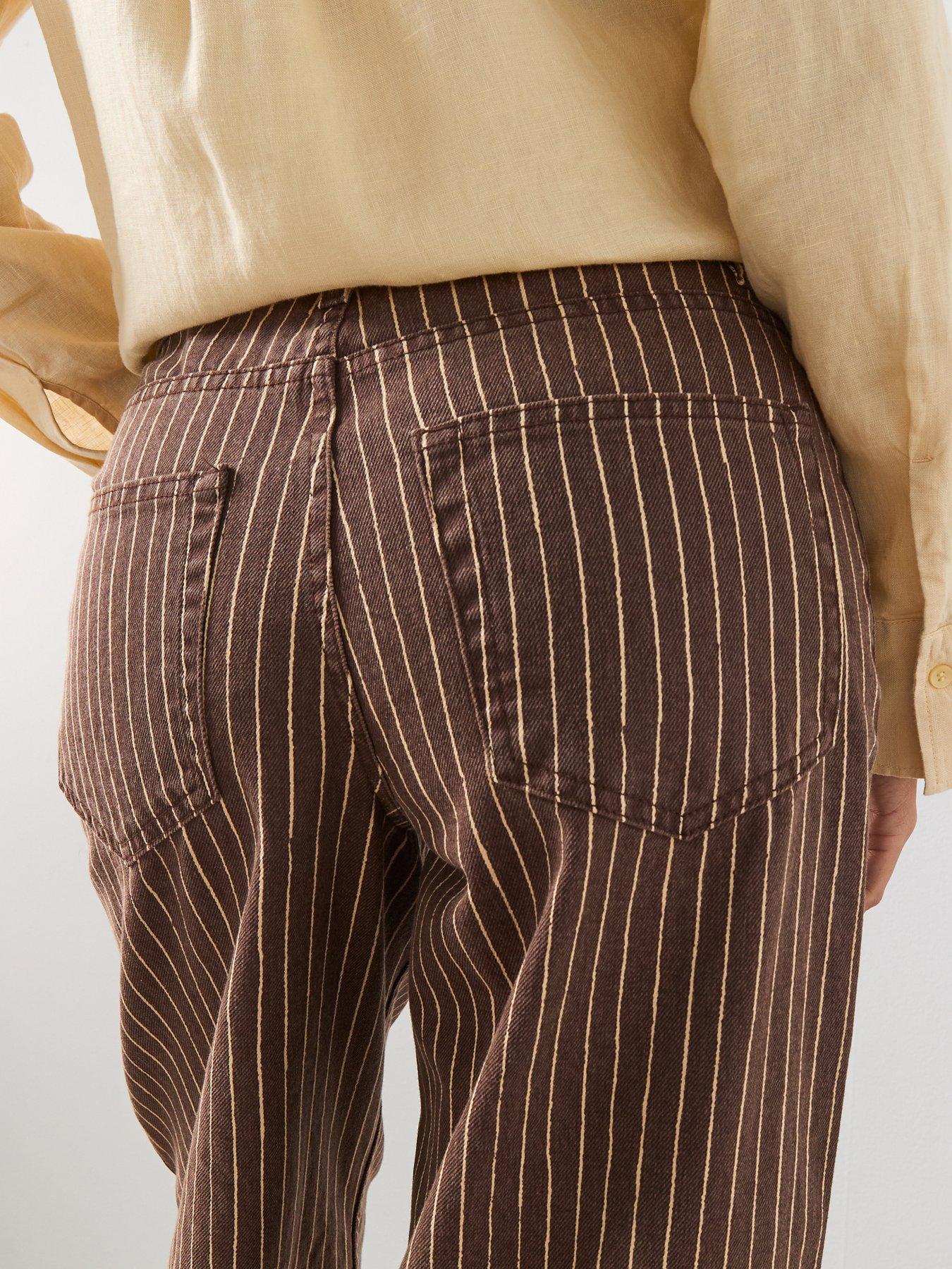 Image 5 of 6 of Mango Wide Leg Striped Jeans - Brown