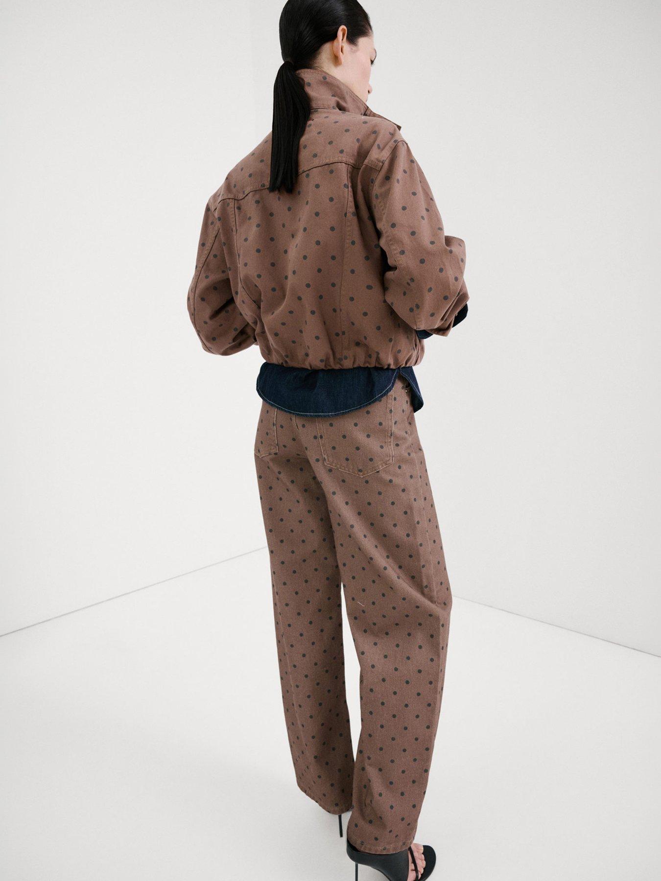  image of mango-polka-dot-balloon-jeans-brown