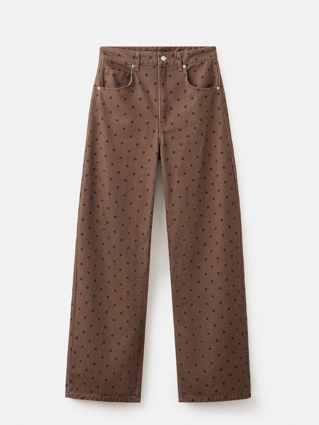  image of mango-polka-dot-balloon-jeans-brown