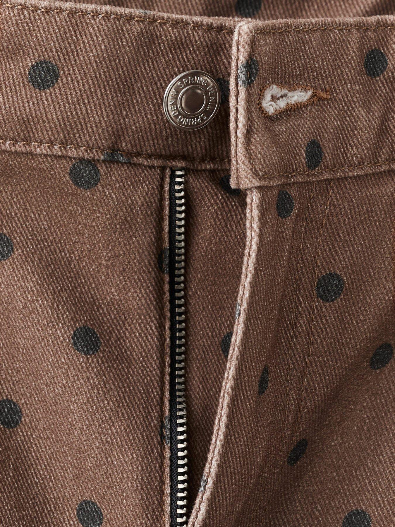  image of mango-polka-dot-balloon-jeans-brown