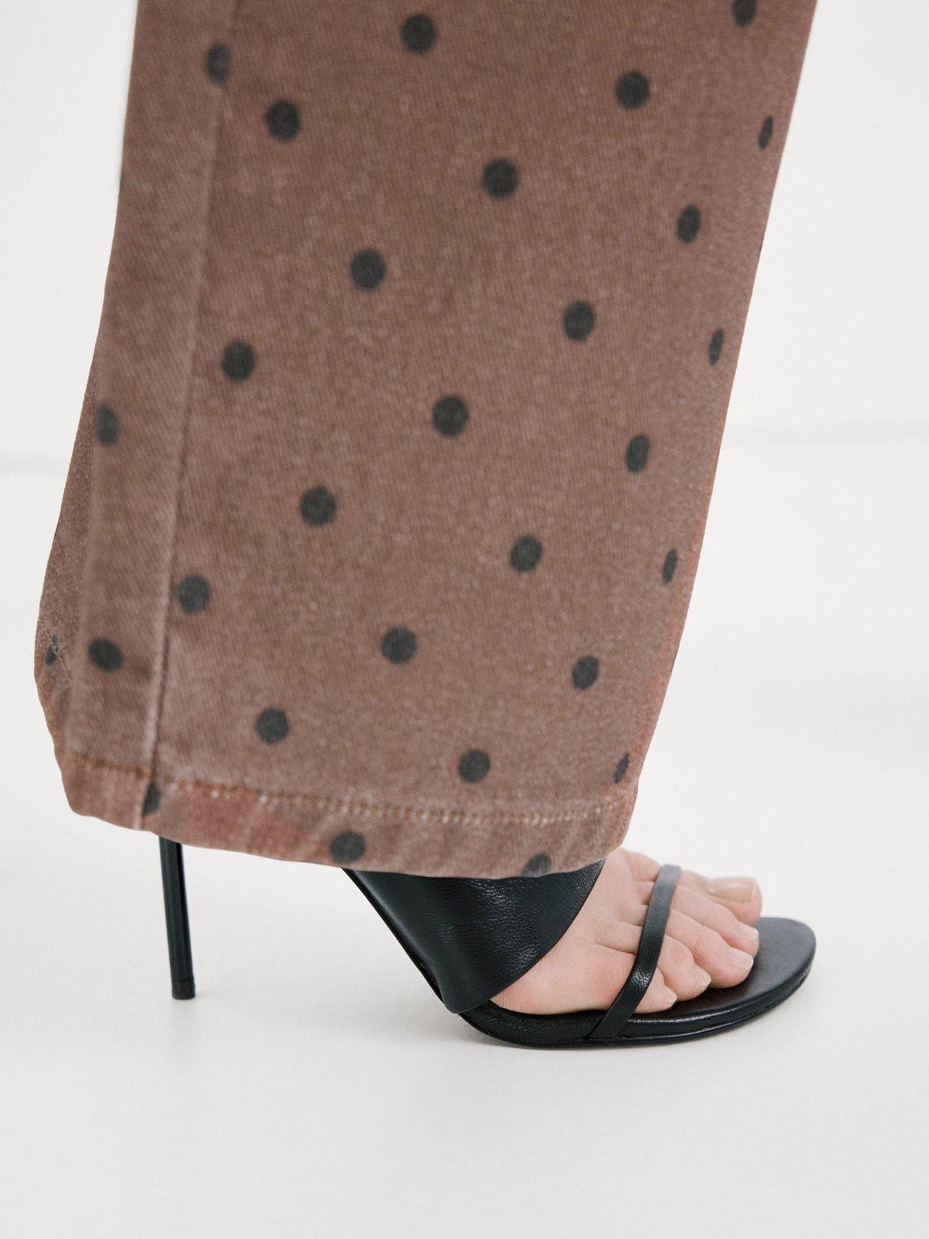  image of mango-polka-dot-balloon-jeans-brown