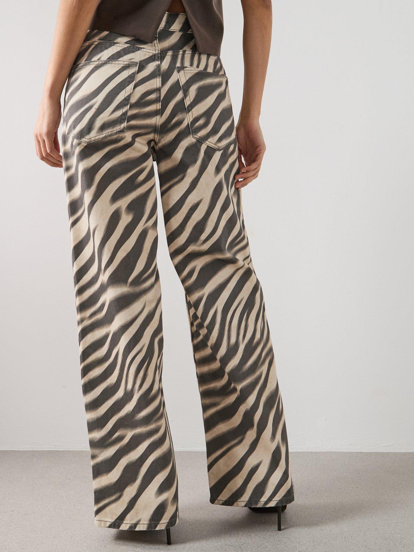  image of mango-zebra-print-straight-fit-jeans-cream
