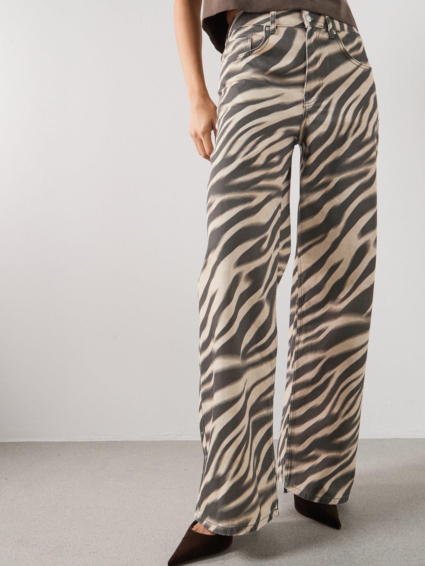  image of mango-zebra-print-straight-fit-jeans-cream