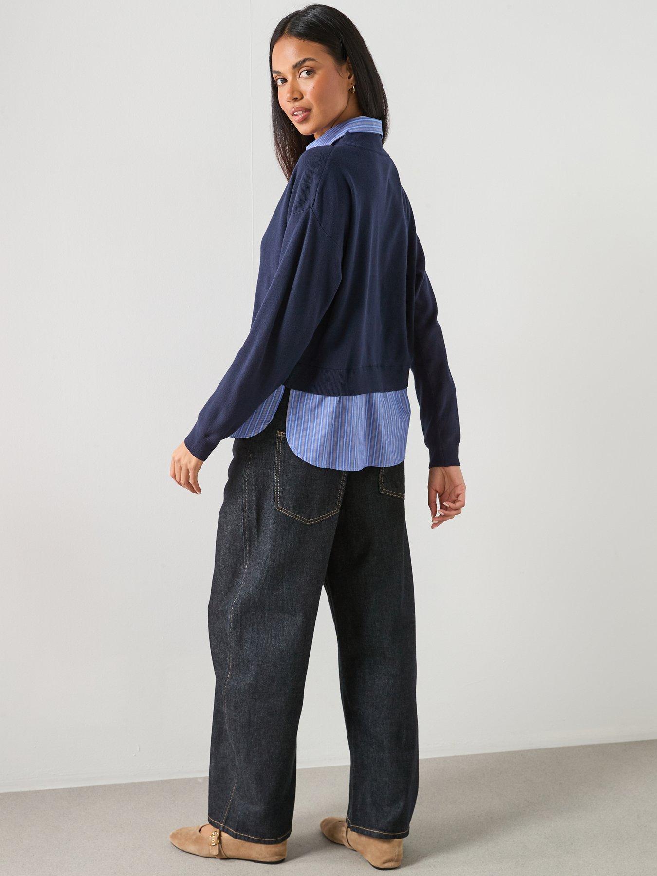  image of mango-combined-shirt-jumper-blue