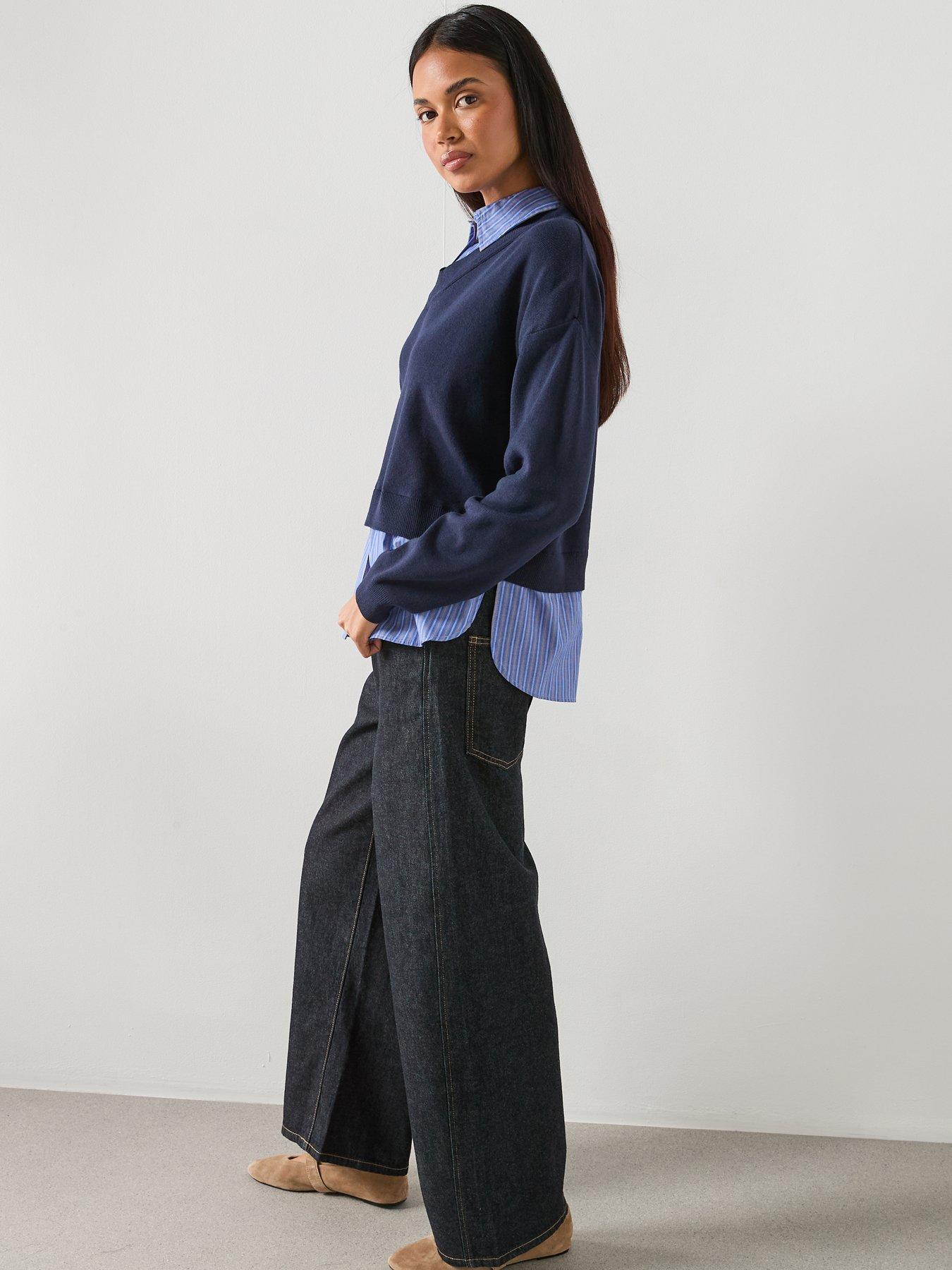  image of mango-combined-shirt-jumper-blue