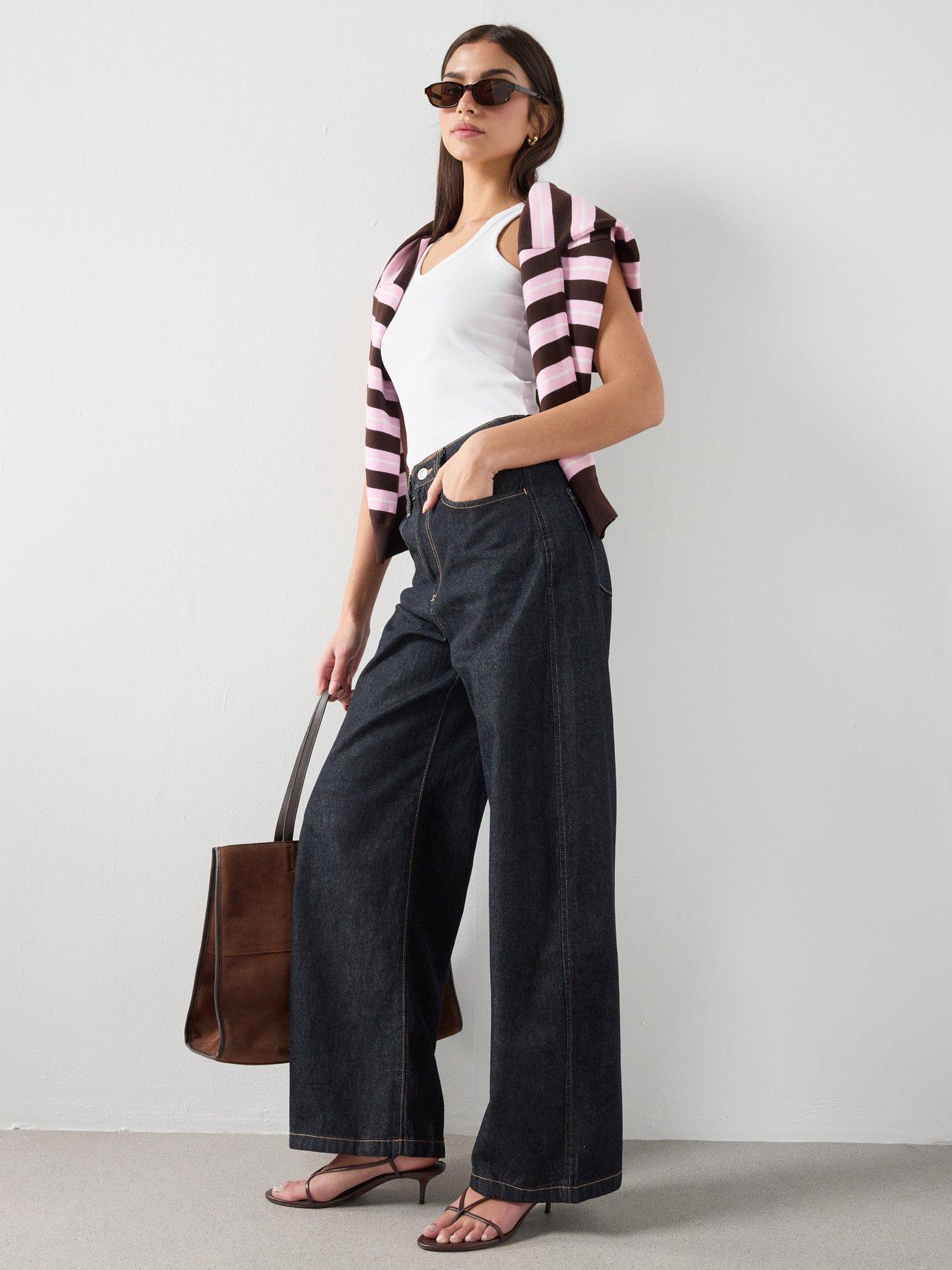 Image 3 of 6 of Mango Knit Striped Sweater - Brown