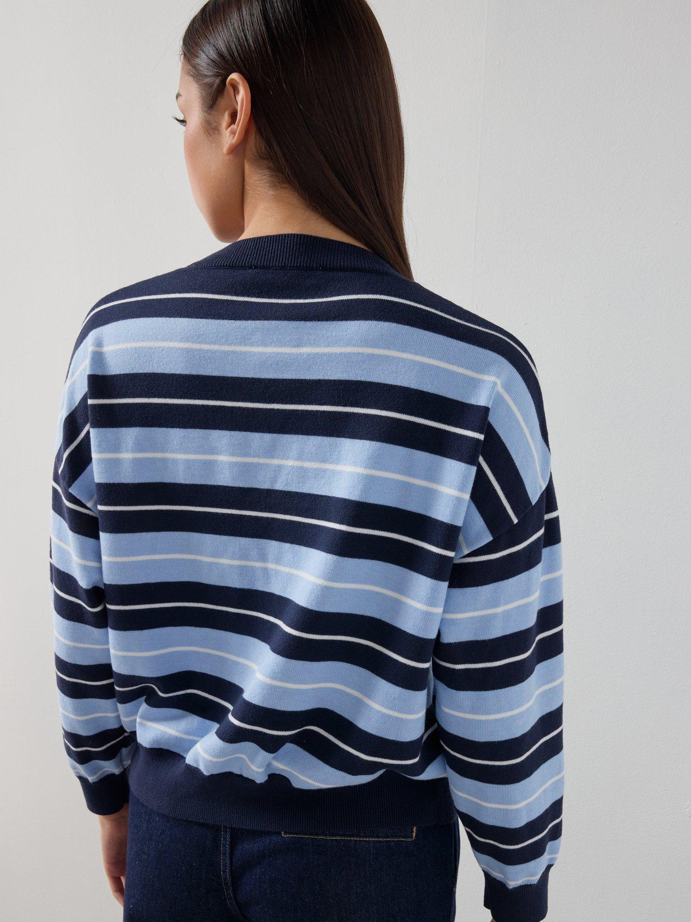  image of mango-knit-striped-sweater-blue
