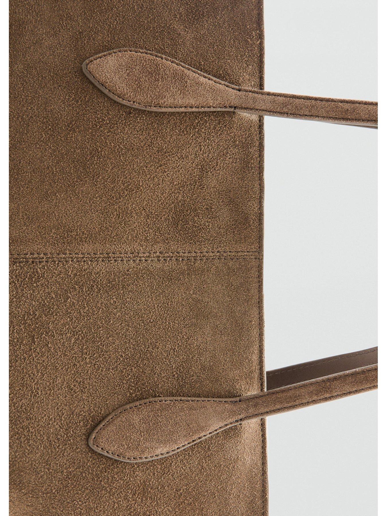 Image 3 of 4 of Mango Suede Shopper Bag - Brown