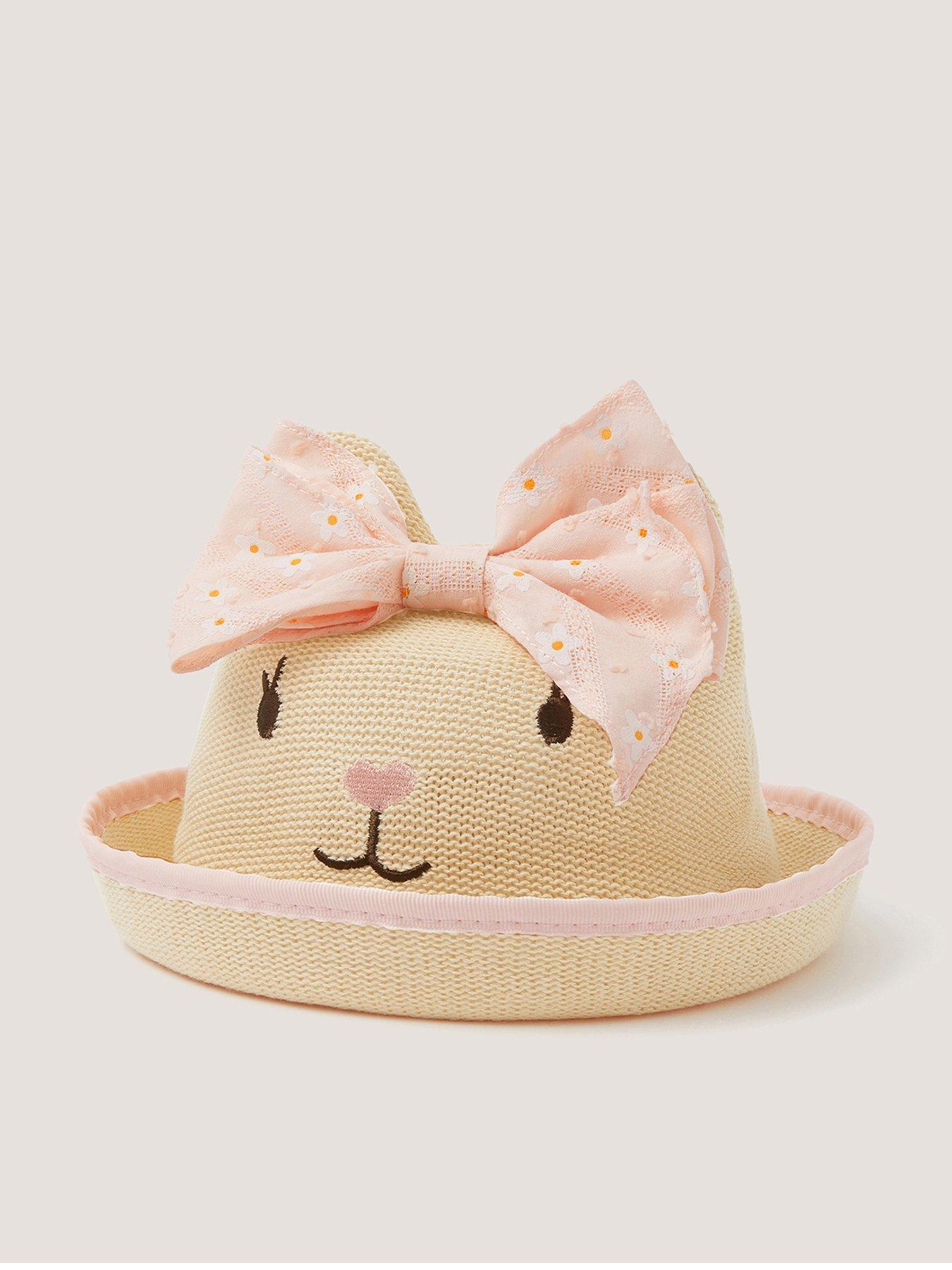 Monsoon Baby Girls Embroidered Bunny Bow Hat - Pink