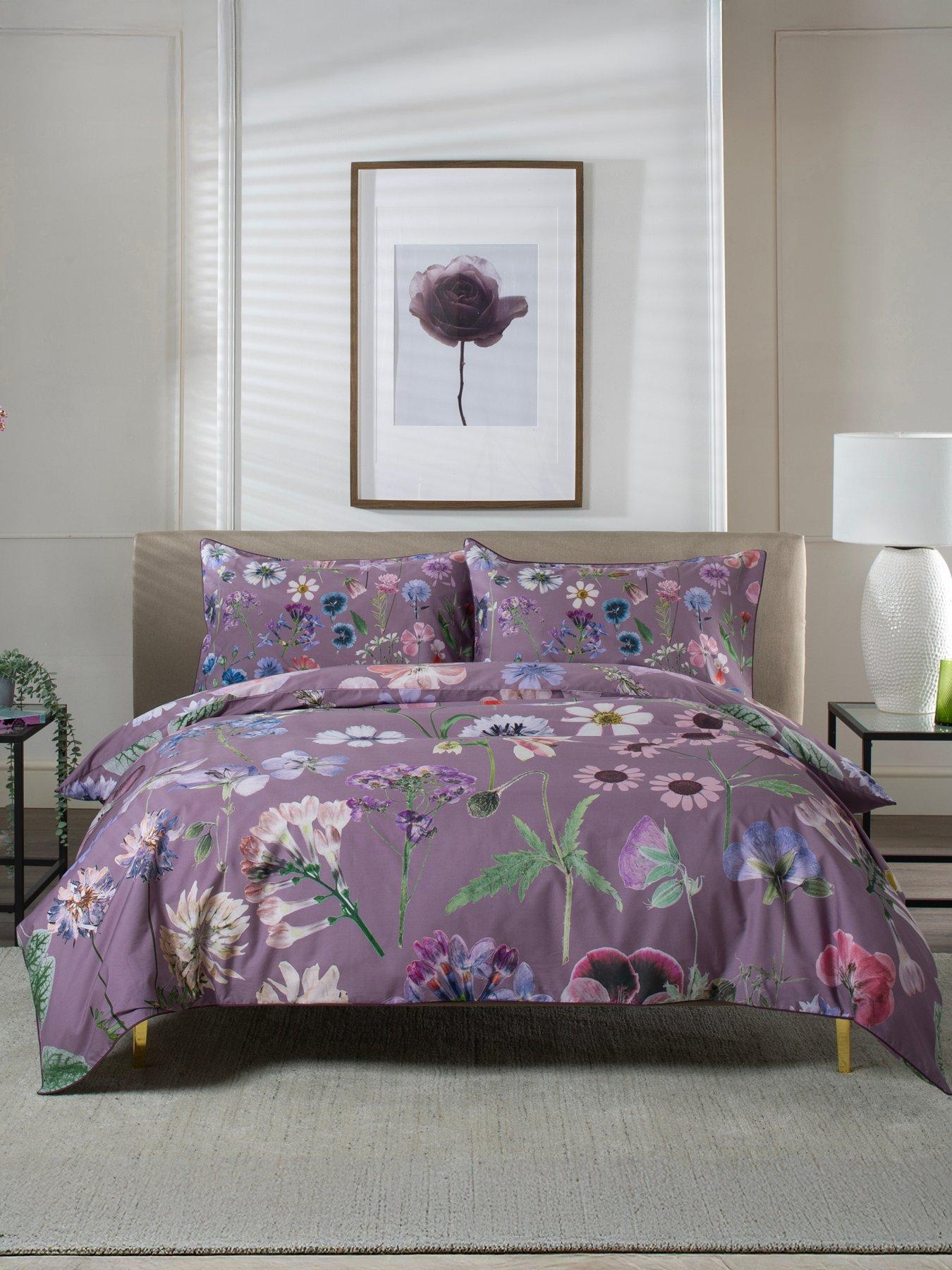 Deyongs Botanical Flower 100% Cotton Duvet Set Lilac