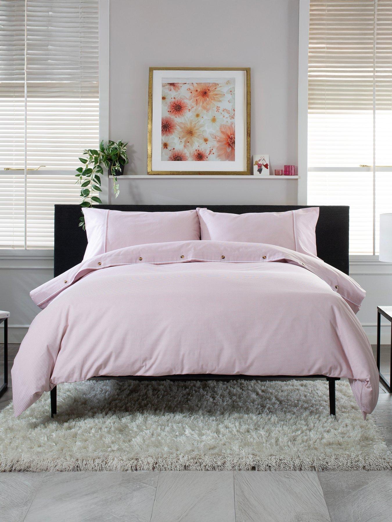 The Lyndon Co TLC Gingham 100% Cotton Duvet Set Rose/White