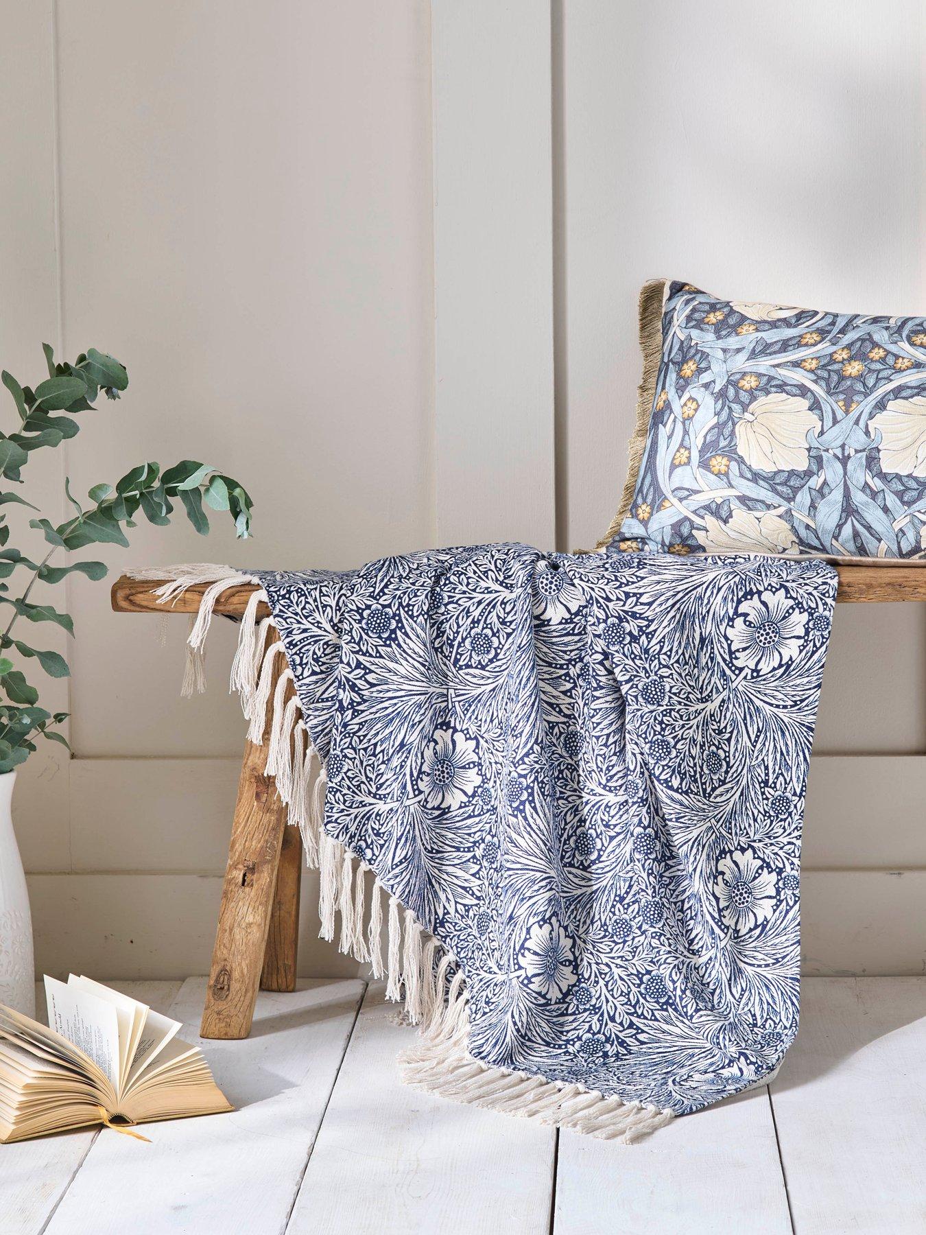Image 1 of 3 of William Morris at Home Marigold Indigo Blue Throw 130cm x 170cm