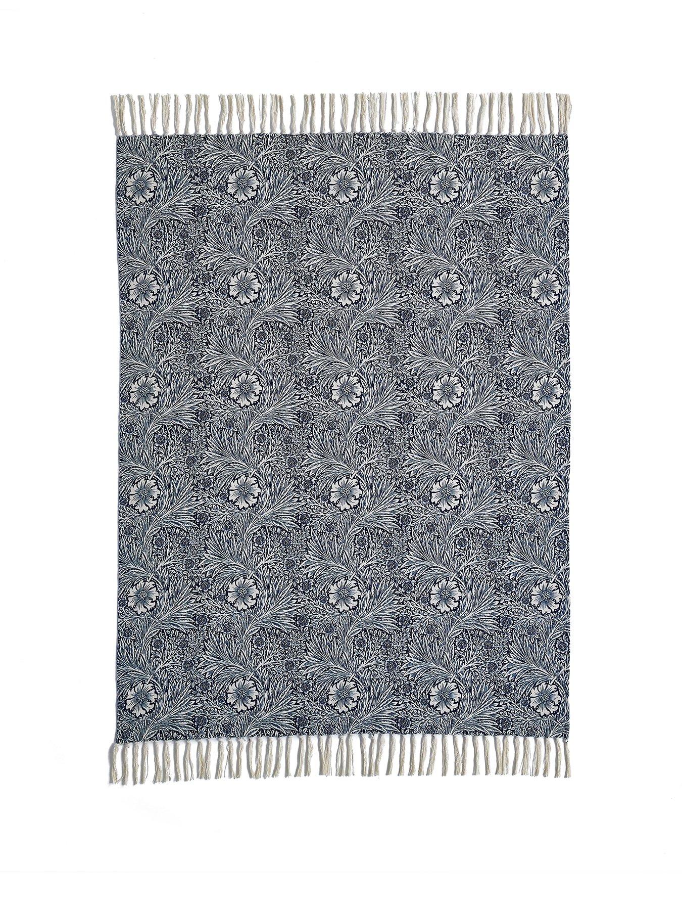 Image 2 of 3 of William Morris at Home Marigold Indigo Blue Throw 130cm x 170cm