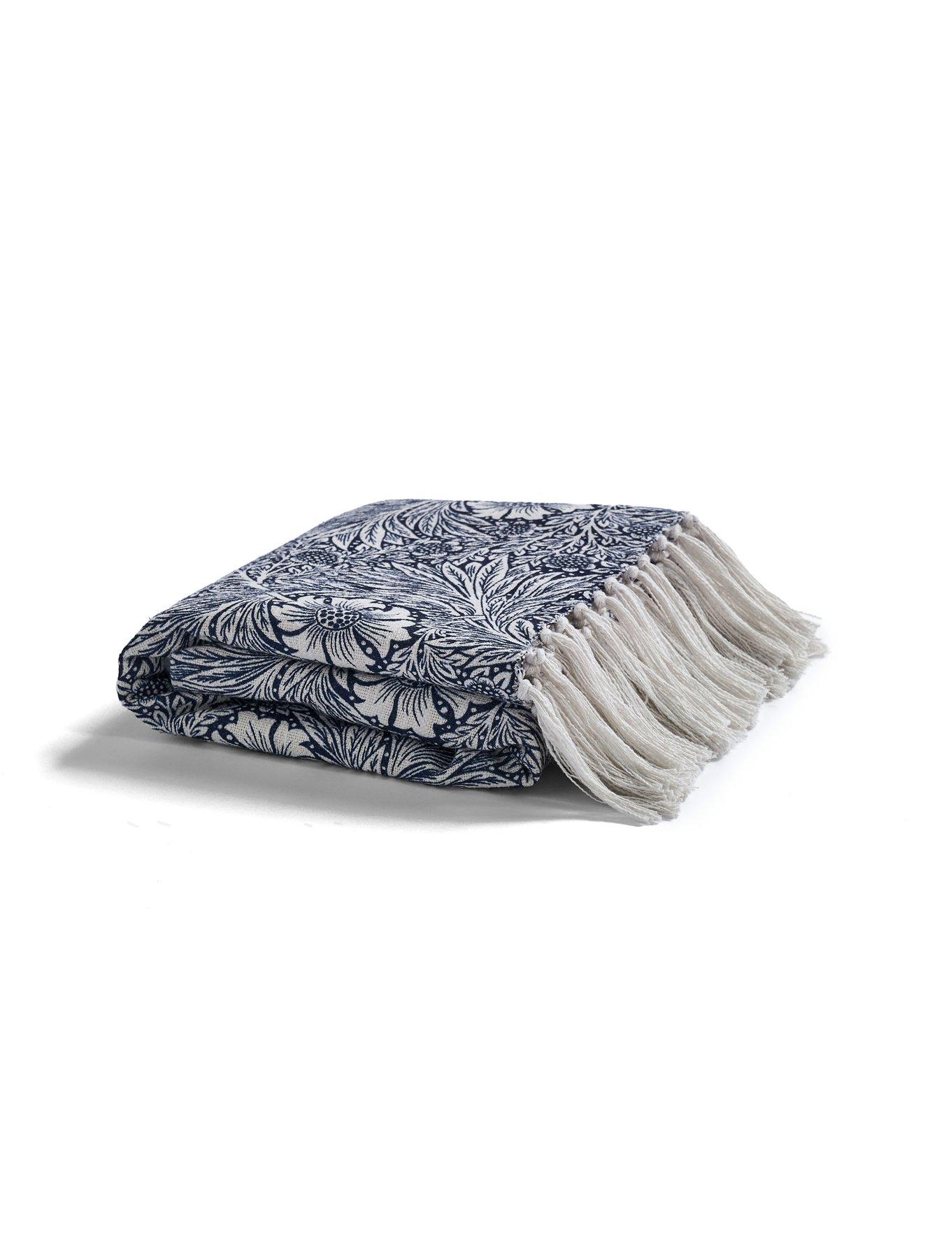 Image 3 of 3 of William Morris at Home Marigold Indigo Blue Throw 130cm x 170cm