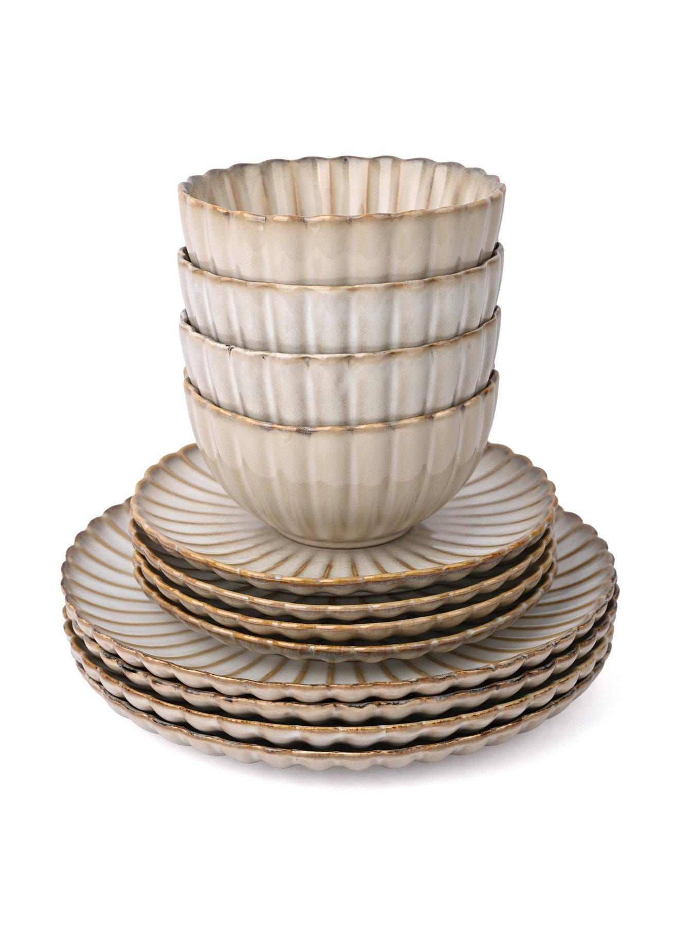  image of waterside-12pc-cream-petal-dinner-set