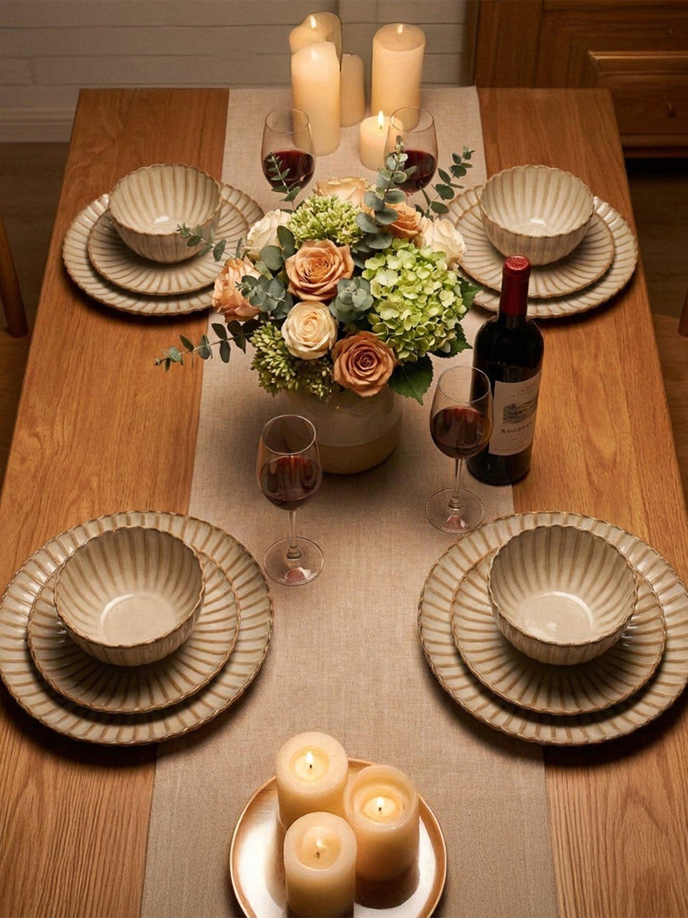  image of waterside-12pc-cream-petal-dinner-set