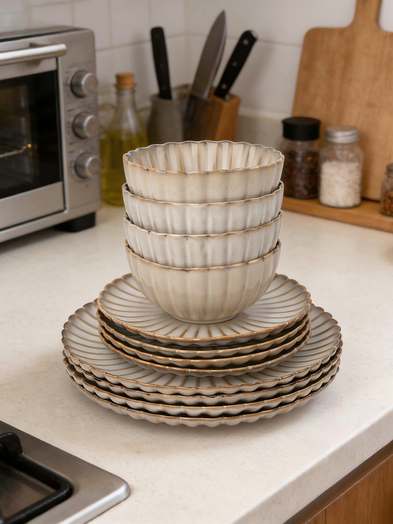  image of waterside-12pc-cream-petal-dinner-set