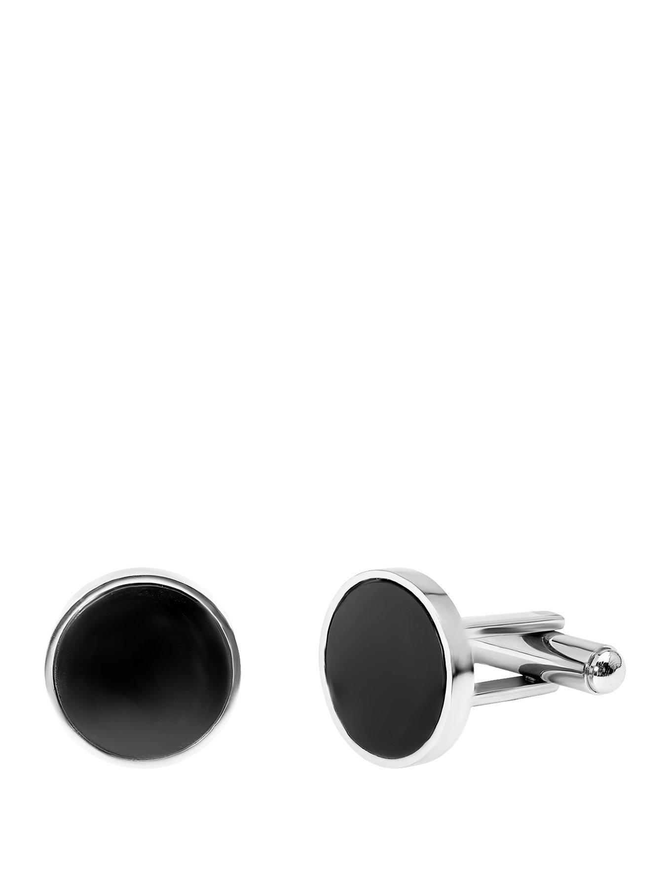  image of the-love-collection-black-acrylic-circle-cufflinks