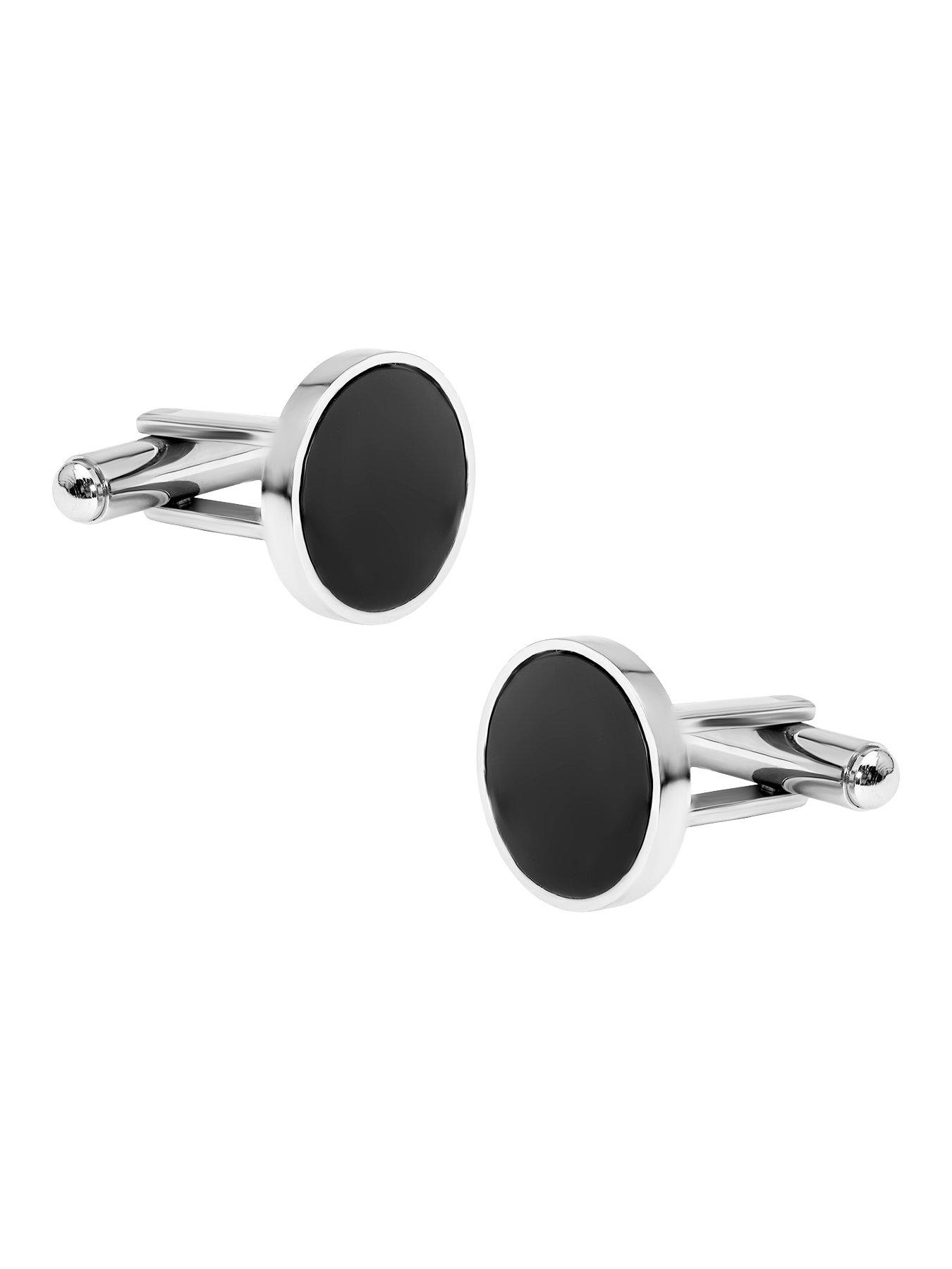  image of the-love-collection-black-acrylic-circle-cufflinks