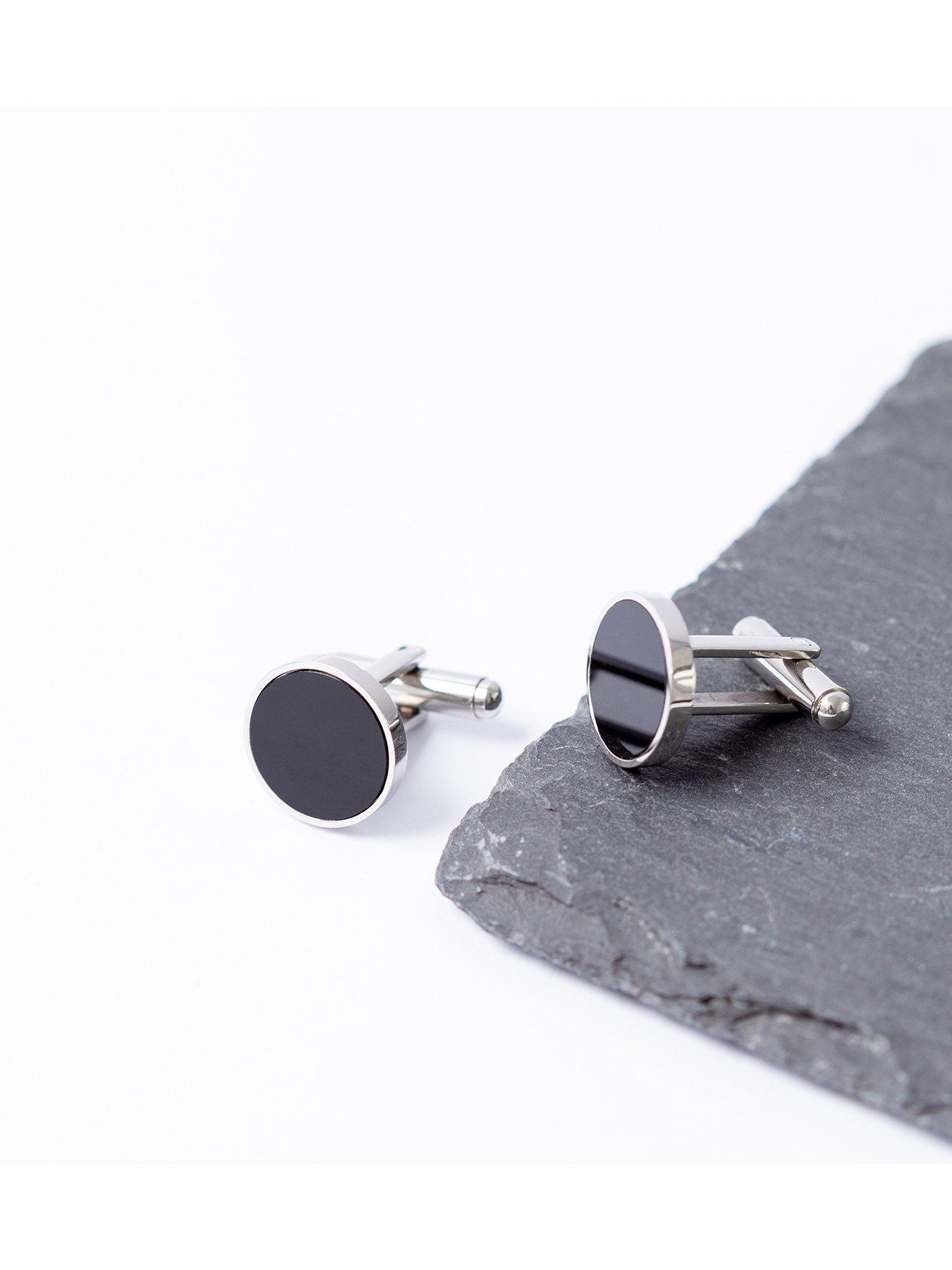  image of the-love-collection-black-acrylic-circle-cufflinks