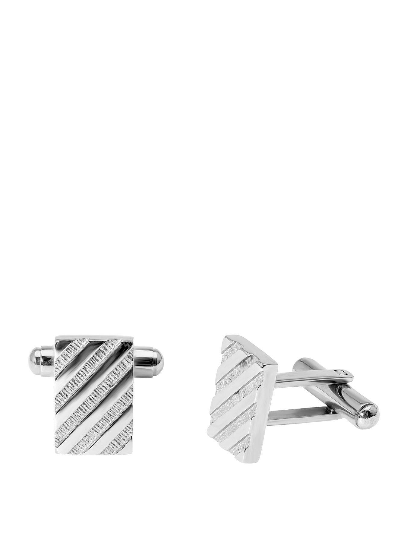 Image 1 of 5 of The Love Collection Diagonal Pattern Steel Cufflinks