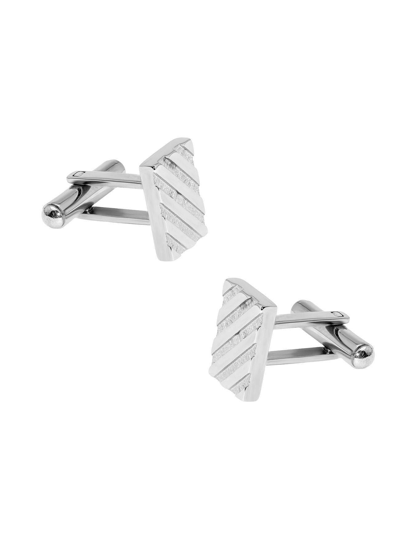 Image 3 of 5 of The Love Collection Diagonal Pattern Steel Cufflinks