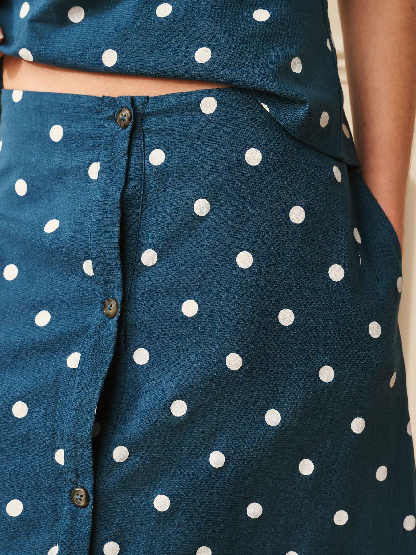 Image 4 of 5 of Laura Ashley Polka Dot Maxi Skirt - Blue
