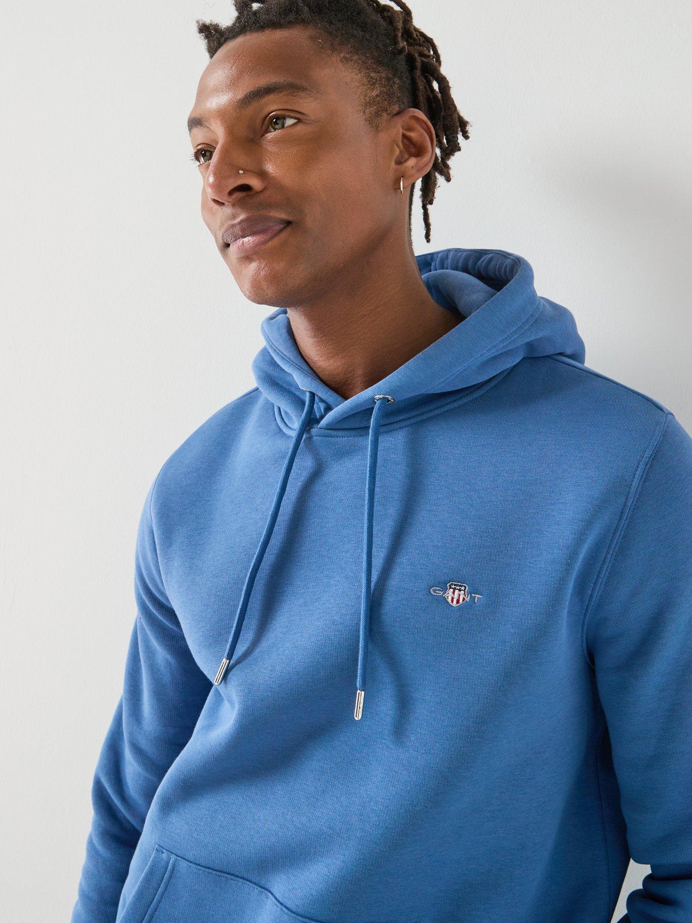  image of gant-regular-fit-shield-hoodie-blue
