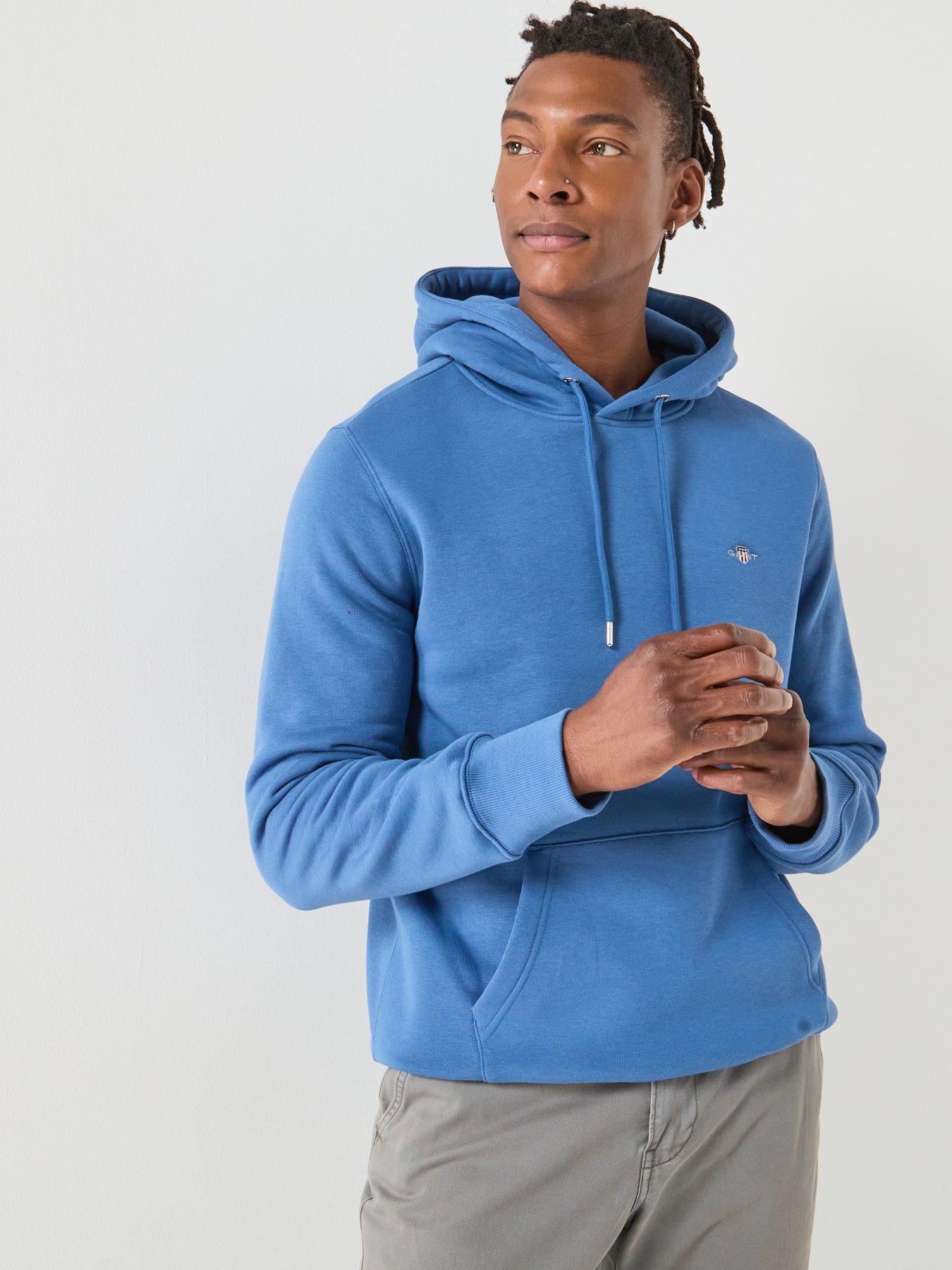  image of gant-regular-fit-shield-hoodie-blue
