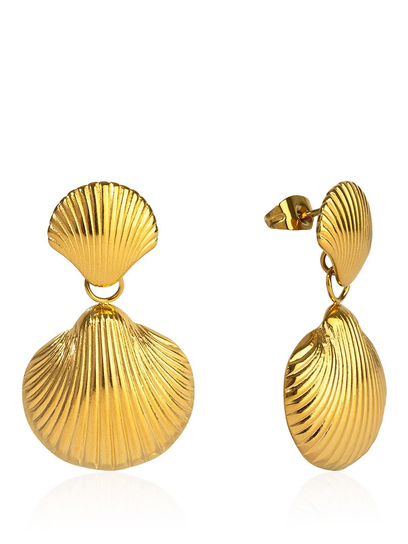 The Love Collection 18ct Gold PVD Plated Waterproof Stainless Steel Shell  Droppers