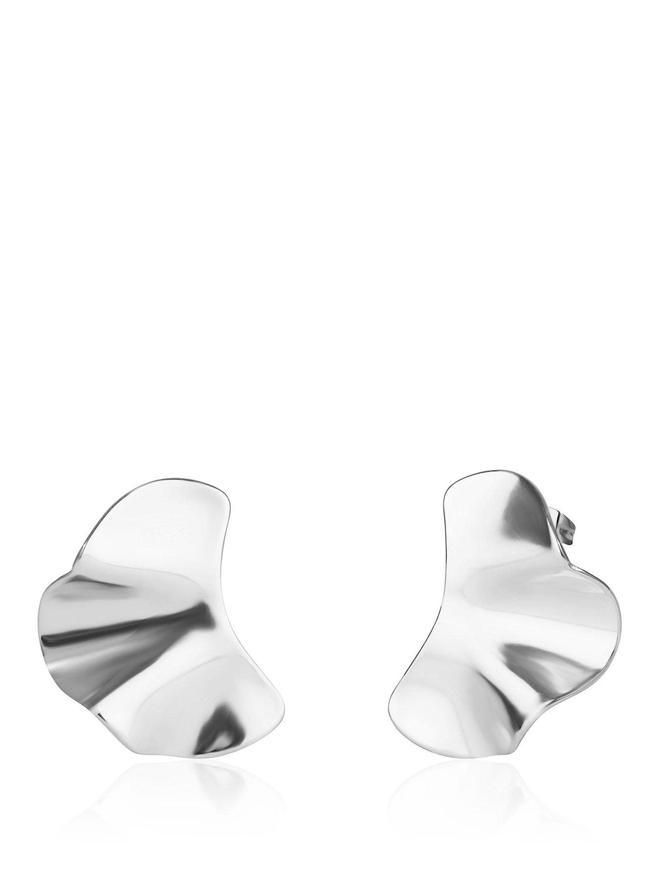 The Love Collection Stainless Steel Wave Stud Earrings