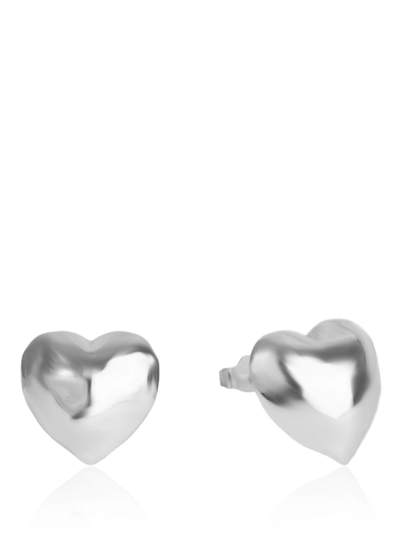 The Love Collection Sterling Silver puffy heart studs