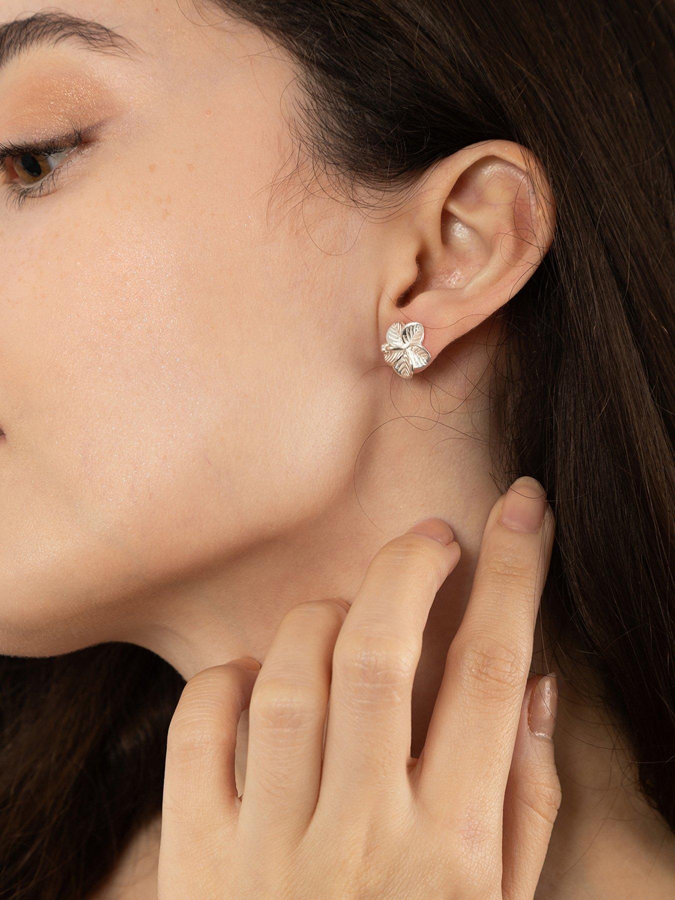  image of the-love-collection-sterling-silver-hibiscus-flower-studs