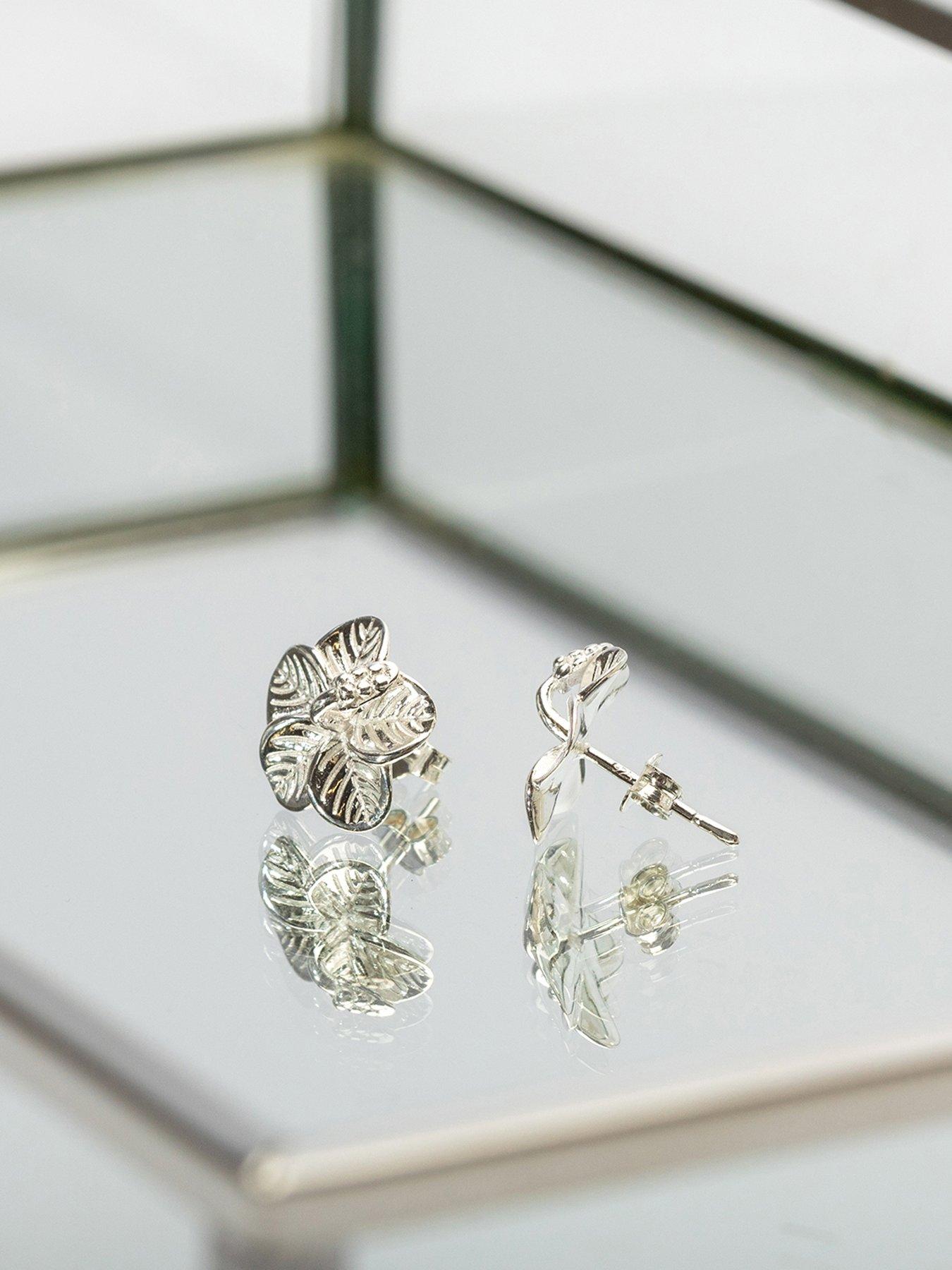  image of the-love-collection-sterling-silver-hibiscus-flower-studs