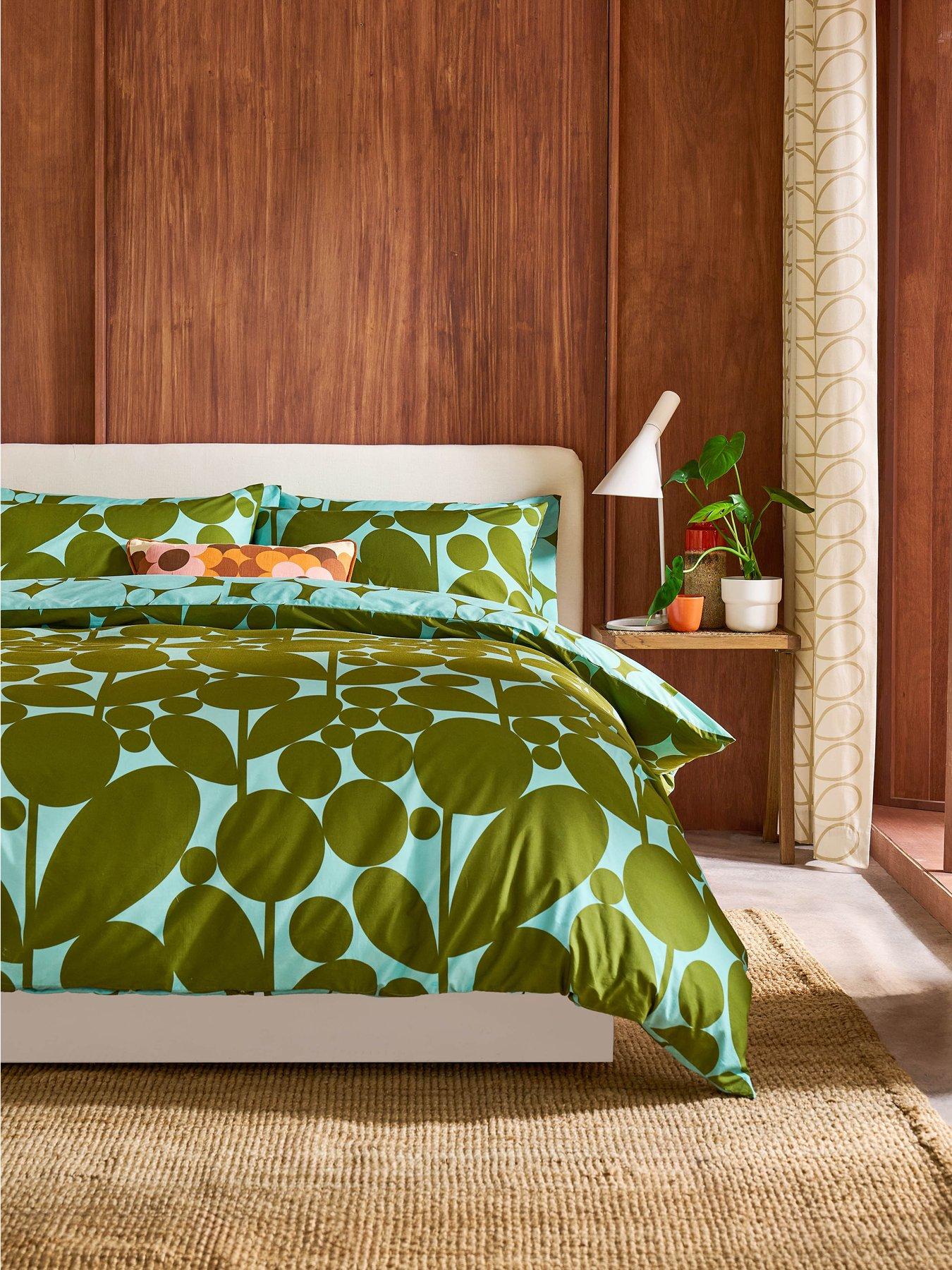 Image 1 of 6 of Orla Kiely Bubble Flower 100% Cotton Aqua Seagrass Quilt Set