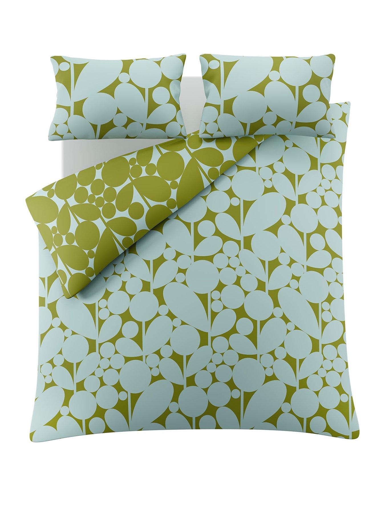 Image 2 of 6 of Orla Kiely Bubble Flower 100% Cotton Aqua Seagrass Quilt Set