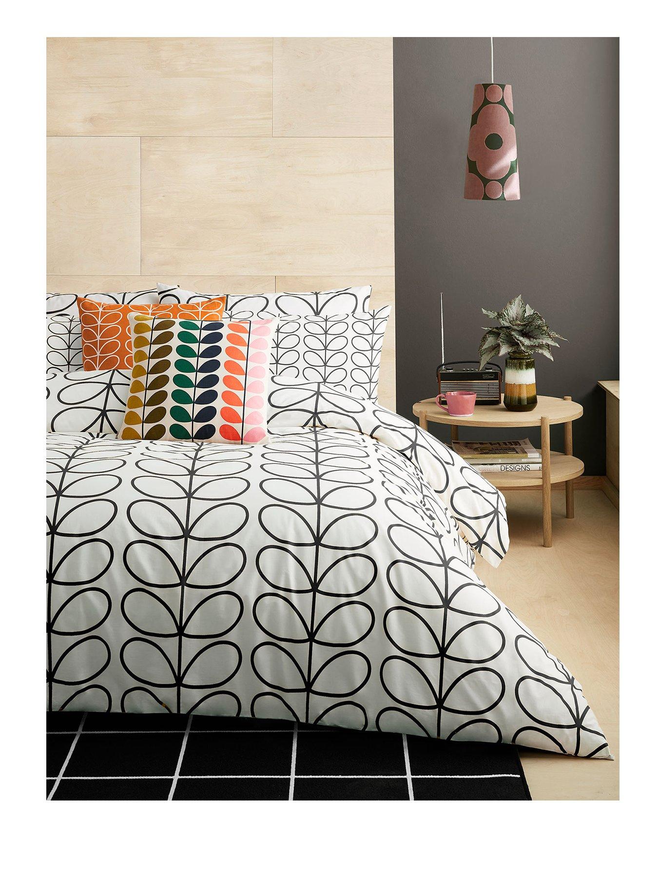 Image 1 of 2 of Orla Kiely Linear Stem 100% Cotton Charcoal Quilt Set