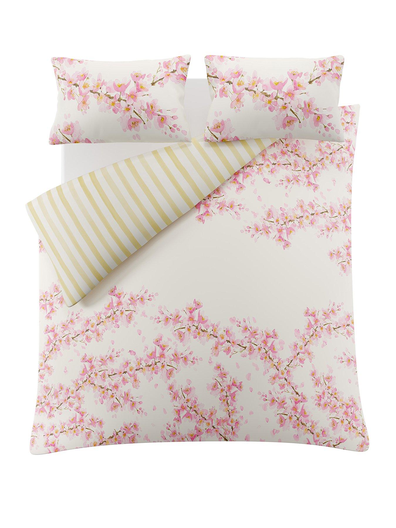 Image 2 of 6 of Bluebellgray Cherry Blossom 100% Cotton Pink Quilt Set