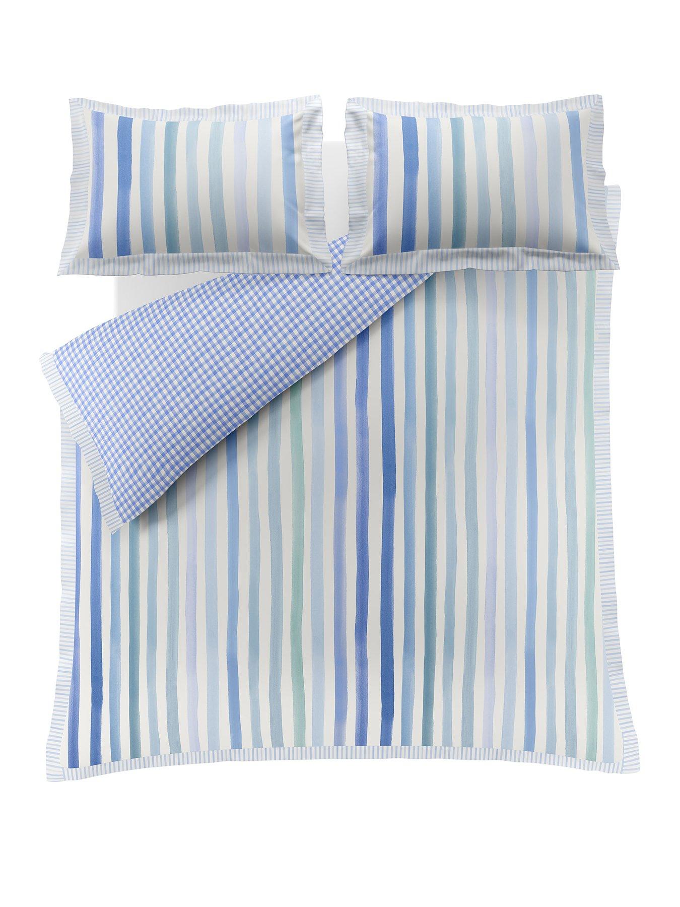 Image 2 of 7 of Bluebellgray Sunday Stripe 100% Cotton Blue Quilt Set