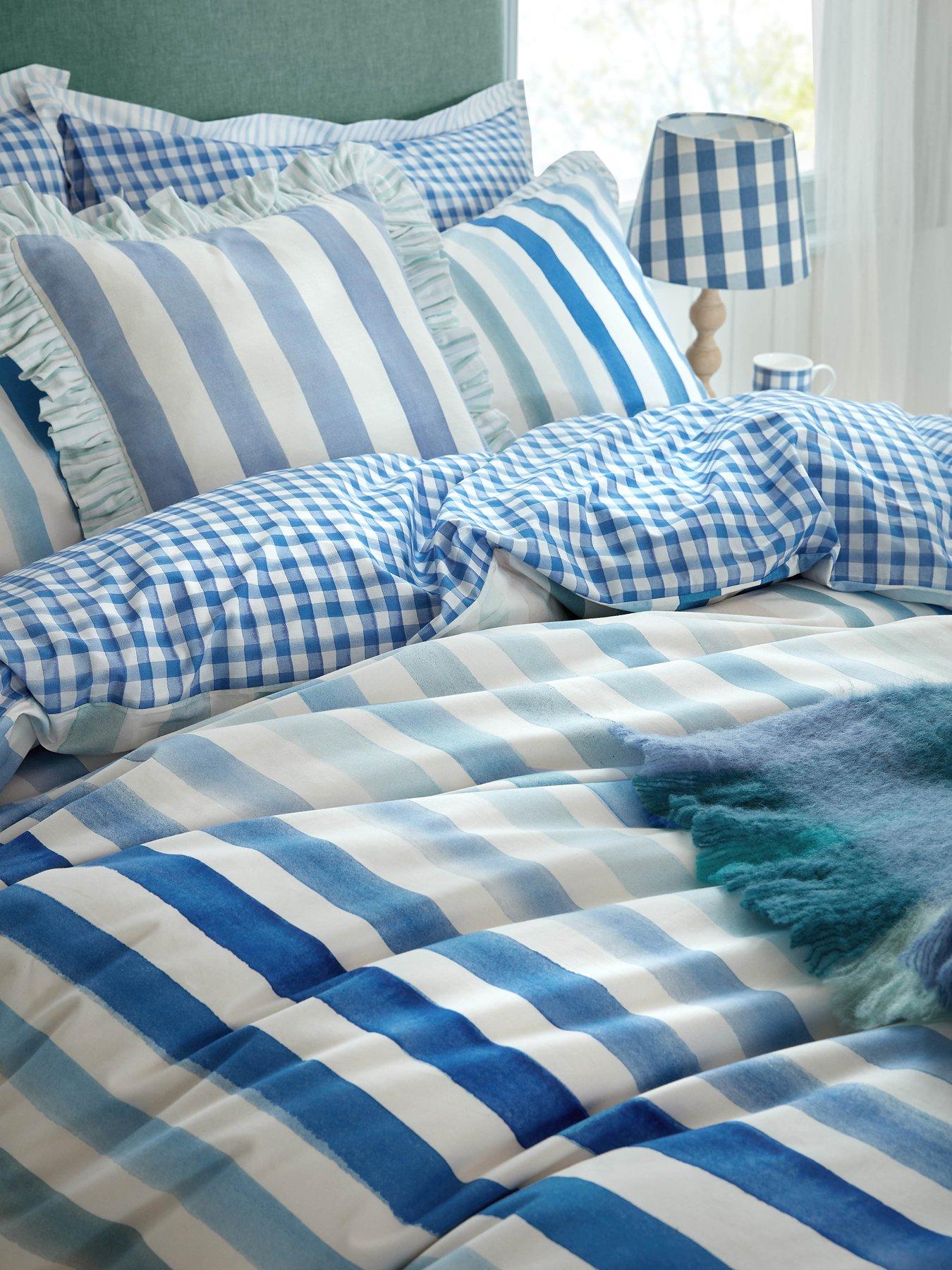 Image 3 of 7 of Bluebellgray Sunday Stripe 100% Cotton Blue Quilt Set