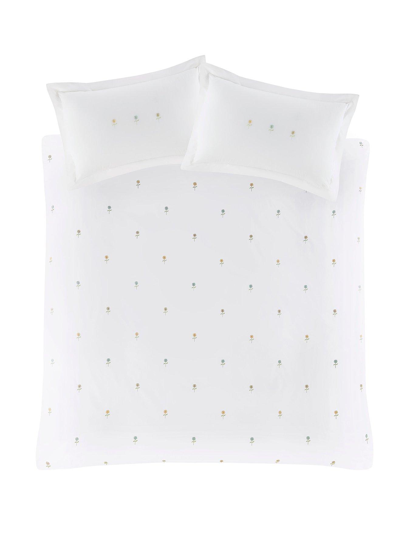 Image 2 of 7 of Sophie Allport Embriodered Sunflowers 100% Cotton White Quilt Set