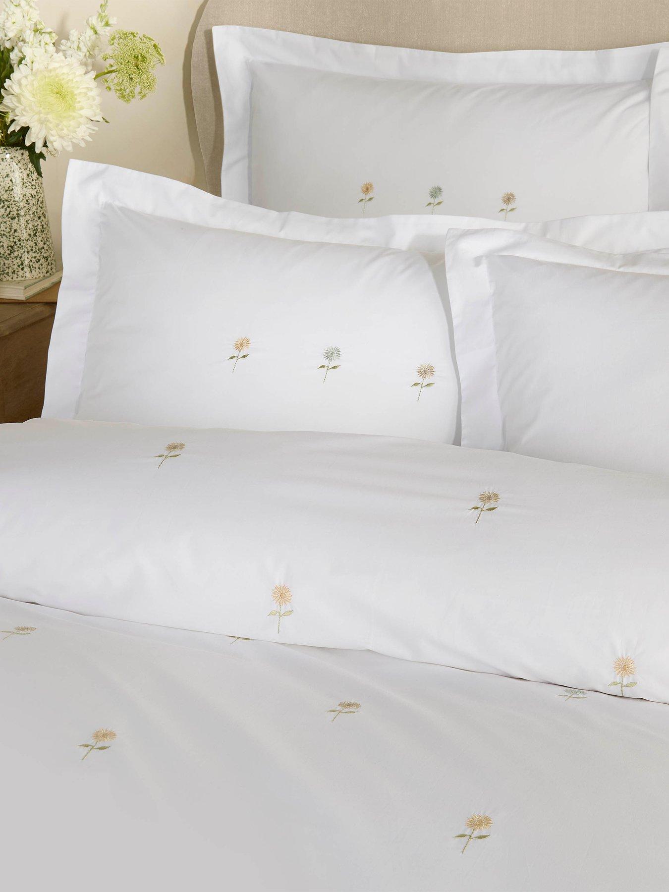 Image 3 of 7 of Sophie Allport Embriodered Sunflowers 100% Cotton White Quilt Set