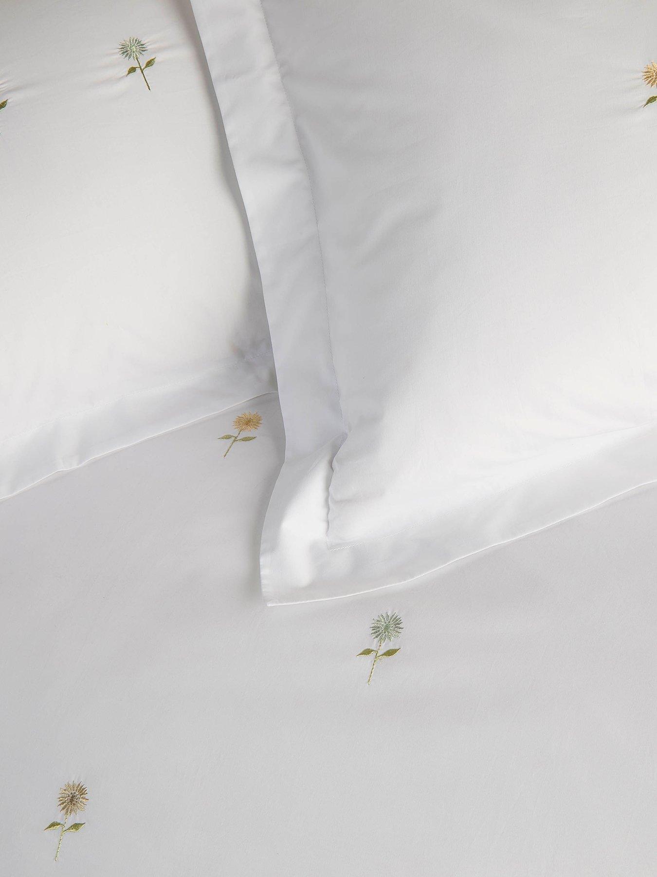 Image 4 of 7 of Sophie Allport Embriodered Sunflowers 100% Cotton White Quilt Set