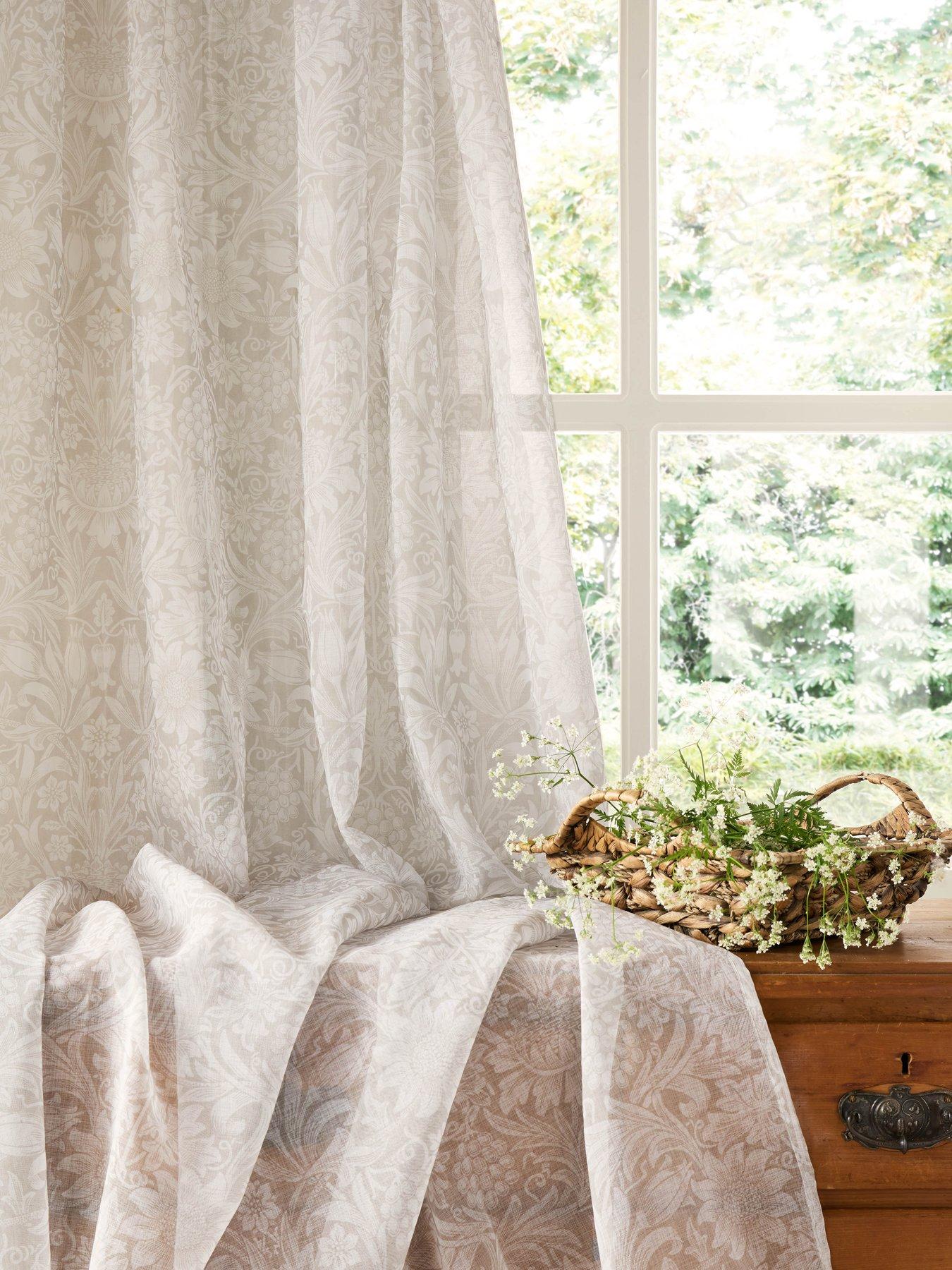 William Morris at Home Sunflower Voile Slot Top Sheer Panel Curtain Natural