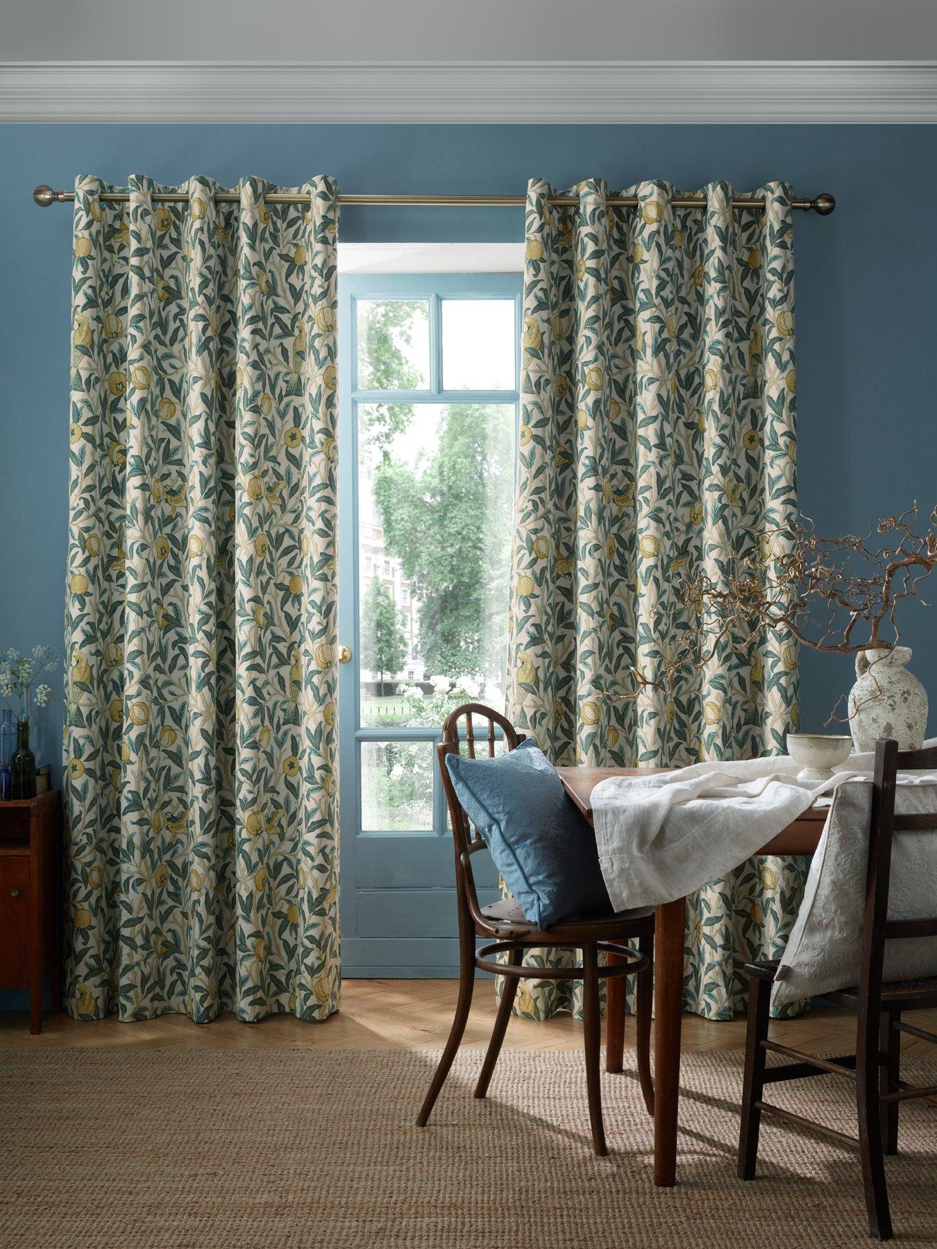 William Morris at Home Bird and Pomegranate Blackout Lined Eyelet Curtain Mineral