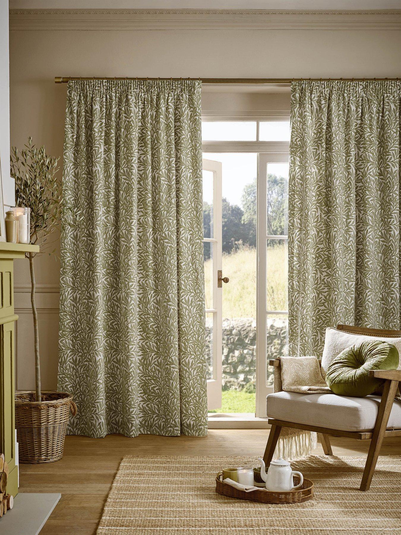 Image 1 of 3 of William Morris at Home Original Willow Lined Header Tape Curtain Olive Green