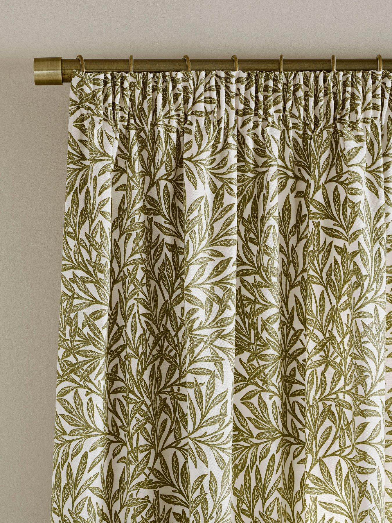 Image 2 of 3 of William Morris at Home Original Willow Lined Header Tape Curtain Olive Green