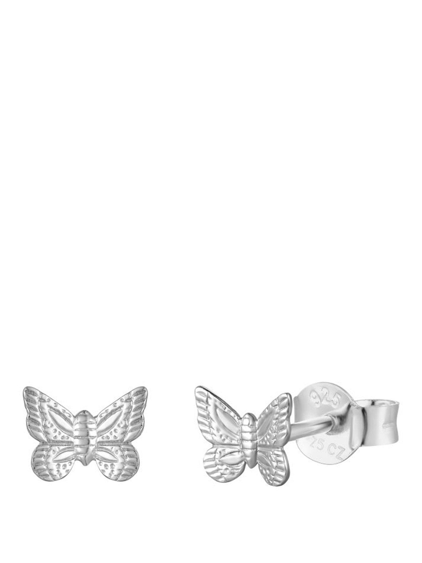 The Love Collection Sterling Silver Butterfly Stud Earrings in a Butterfly Box