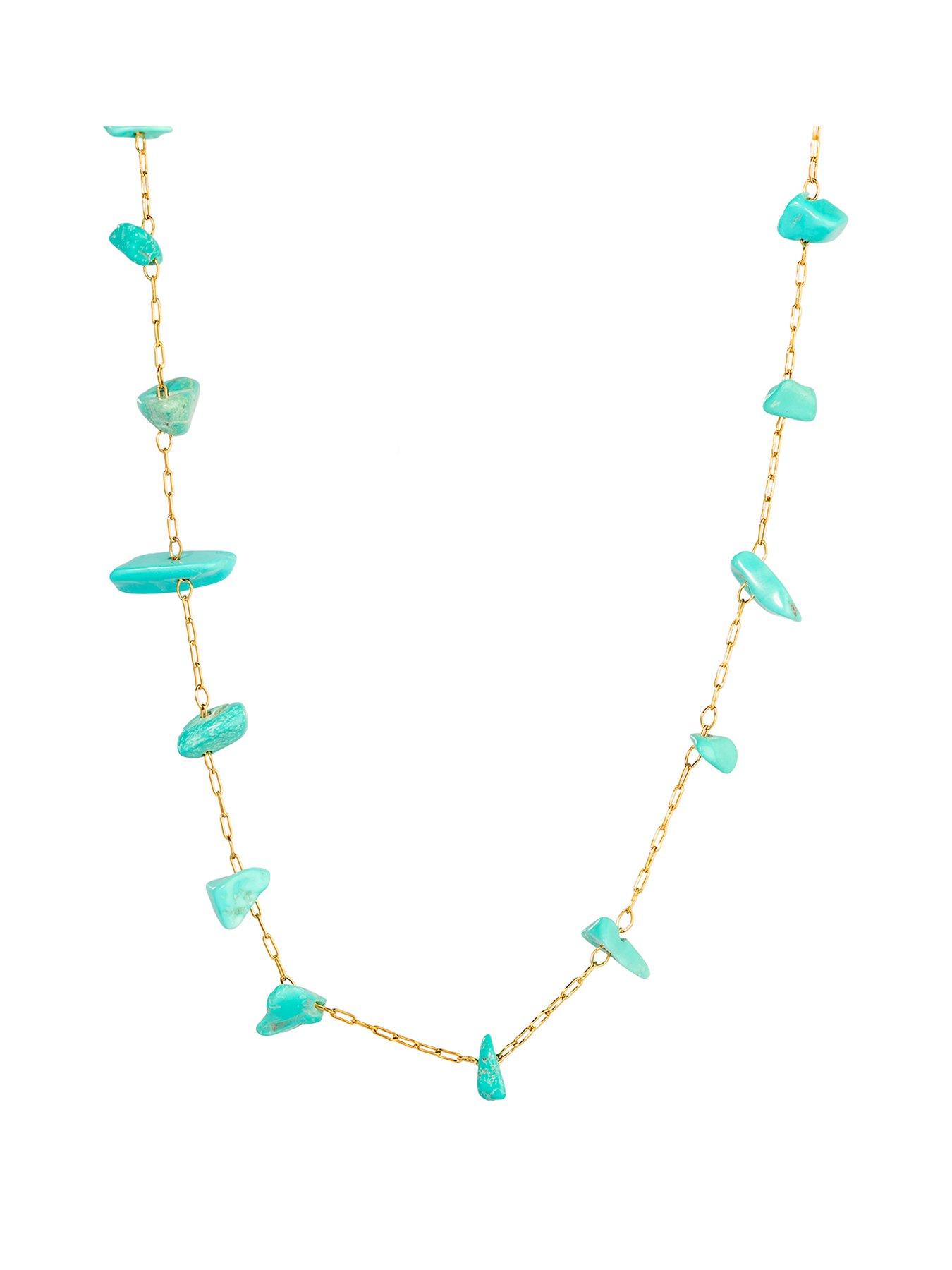 The Love Collection 18ct Gold PVD Plated Waterproof Stainless Steel Green Gemstone Necklace